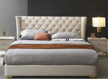 Chesterfield Design Bett Schlafzimmer Kunstleder Polster 180x200 Neu